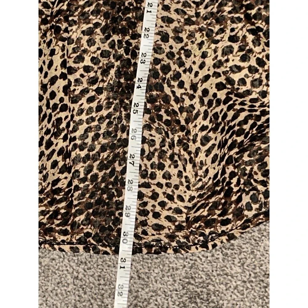 Mix It Sheer Leopard Print Button-Up Blouse in Brown and Black - Picture 9 of 12